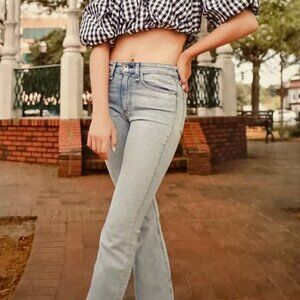 Derek Lam 10 Crosby Cropped Bubble Top MAGENTA Checked Women Sz SM Crop top